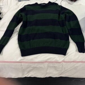 Brandy Melville Navy and Forest Green Striped Sweater